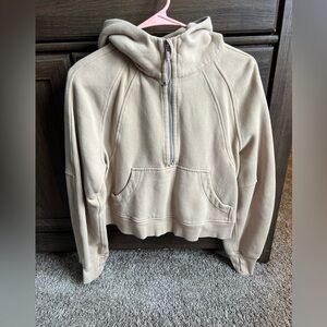 Lululemon Athletica Tan Half-Zip Scuba Crop Hoodie